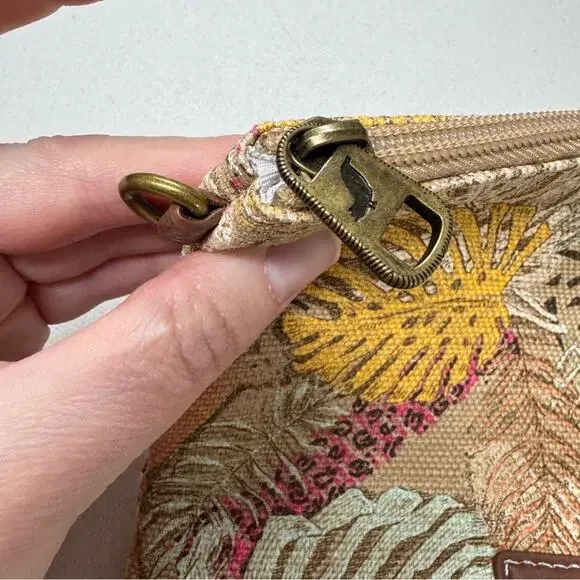 Sakroots Brown Yellow Leaf Print Wristlet Bag Wallet Womens - Picture 8 of 9